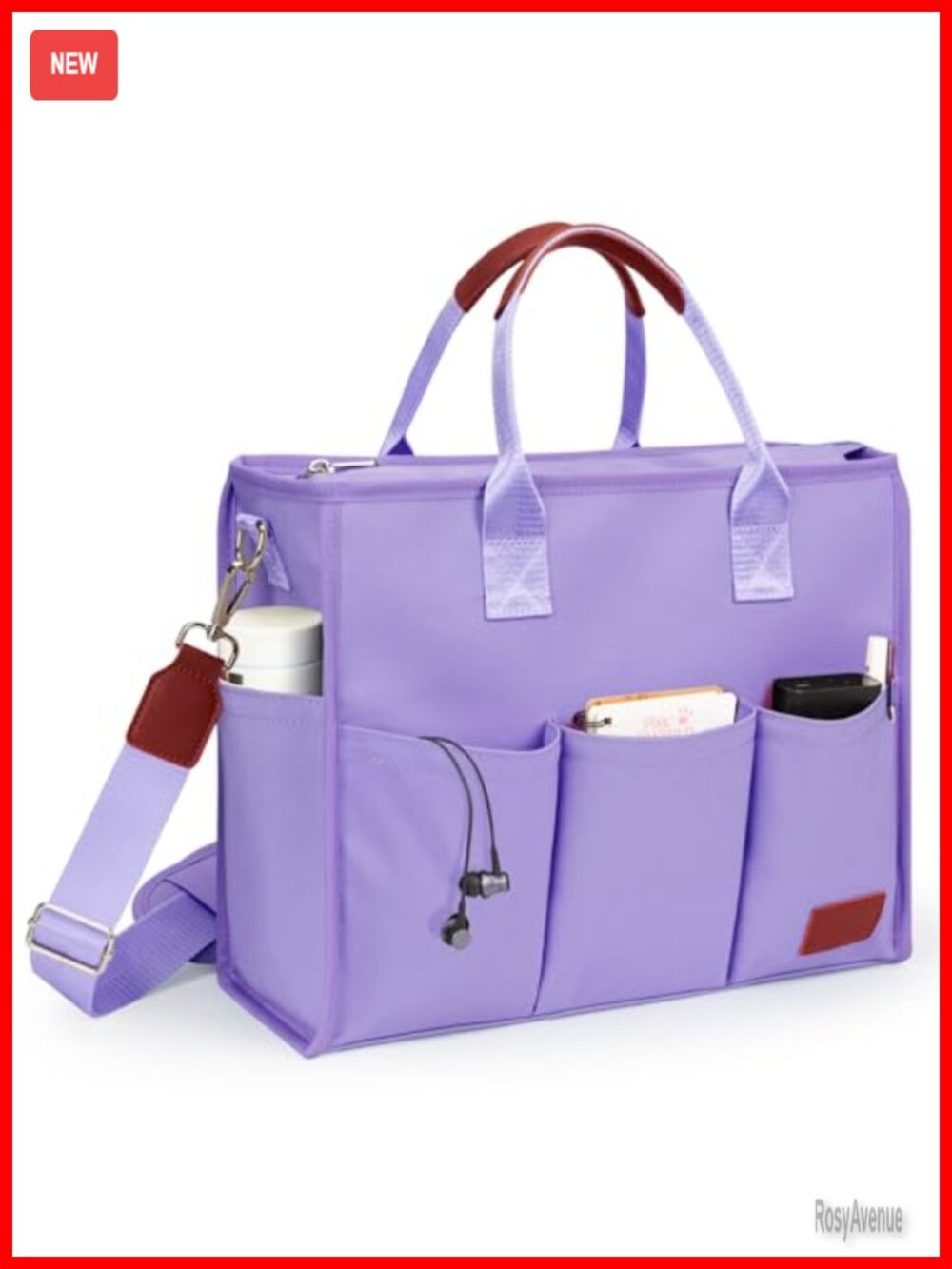 Work Tote Bag Canvas 15.6" Laptop Crossbody 11 Pockets Water Resistant